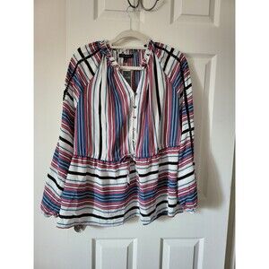Lane Bryant Split-Neck Button Front Peplum Top Size 14/16